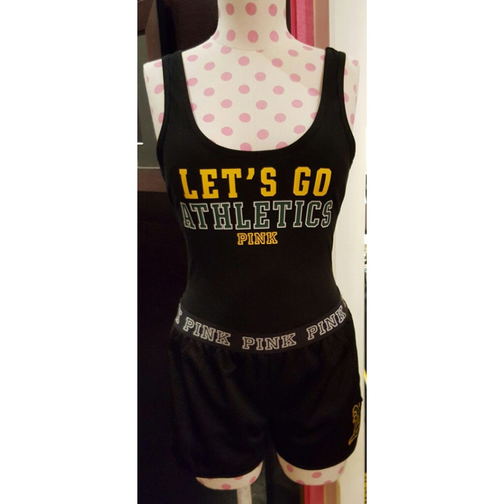 Victoria's Secret OAKLAND A's Athletics Gear Black Green Bodysuit Shirt Tank Top